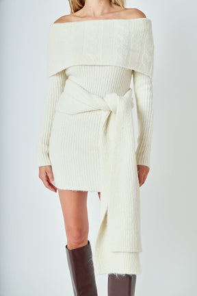 ENDLESS ROSE - Off Shoulder Sweater Mini Dress - DRESSES available at Objectrare