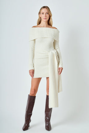 ENDLESS ROSE - Off Shoulder Sweater Mini Dress - DRESSES available at Objectrare