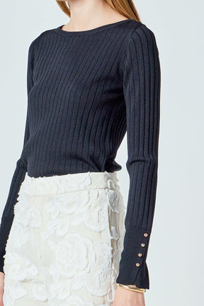 ENDLESS ROSE - Lurex Buttoned Long Sleeve Top - SWEATERS & KNITS available at Objectrare