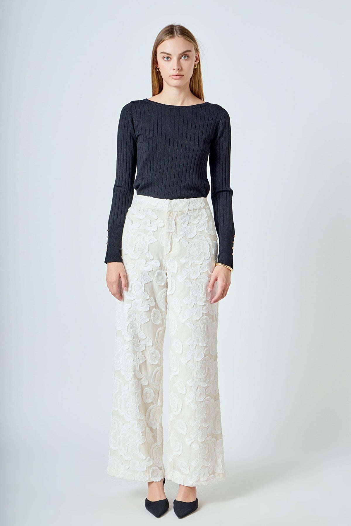 ENDLESS ROSE - Lurex Buttoned Long Sleeve Top - SWEATERS & KNITS available at Objectrare