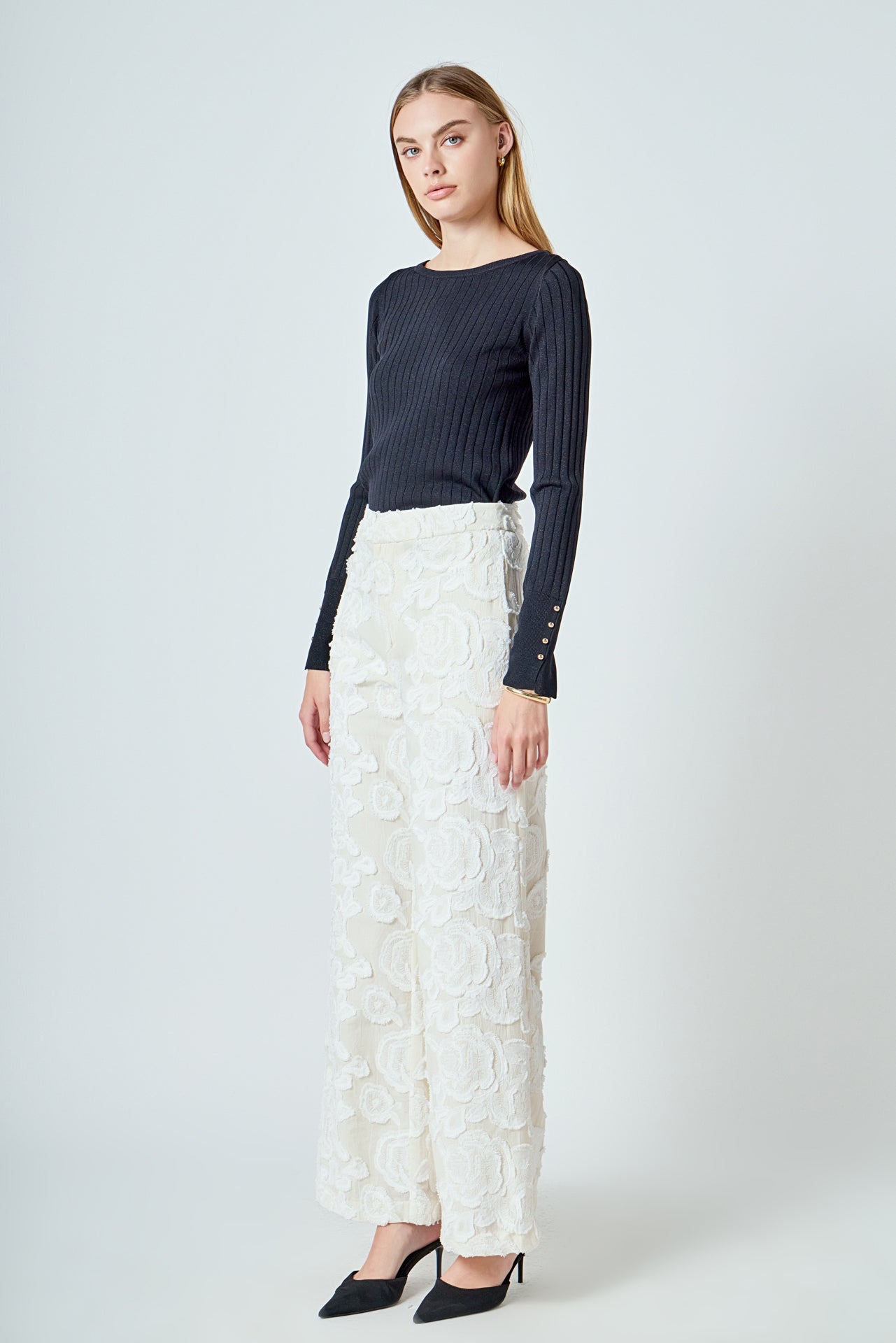 ENDLESS ROSE - Lurex Buttoned Long Sleeve Top - SWEATERS & KNITS available at Objectrare