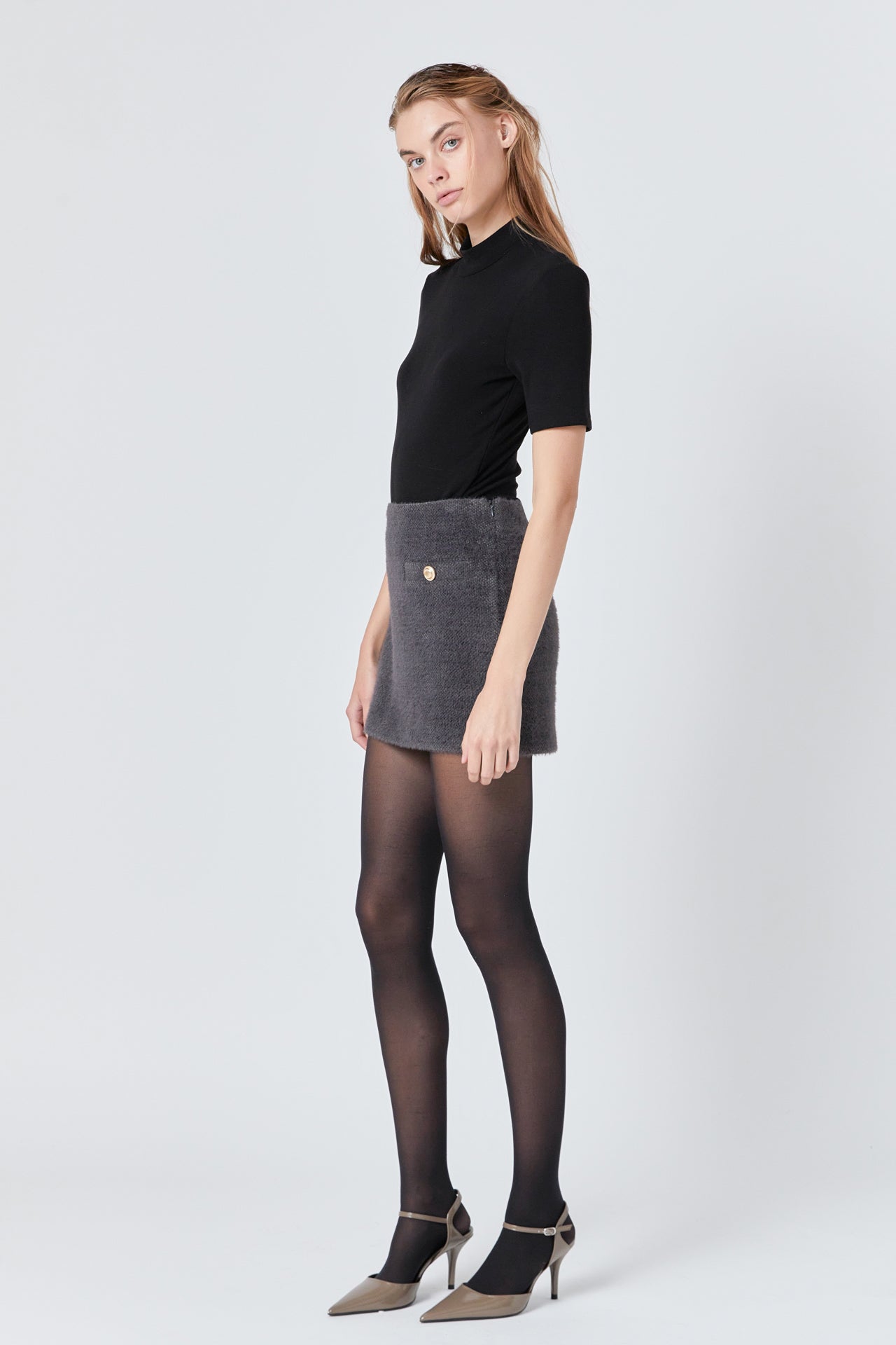 ENDLESS ROSE - Tweed Boucle Skirt - SKIRTS available at Objectrare