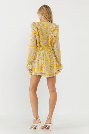 ENDLESS ROSE - Chiffon Floral Ruffled Mini Dress - DRESSES available at Objectrare