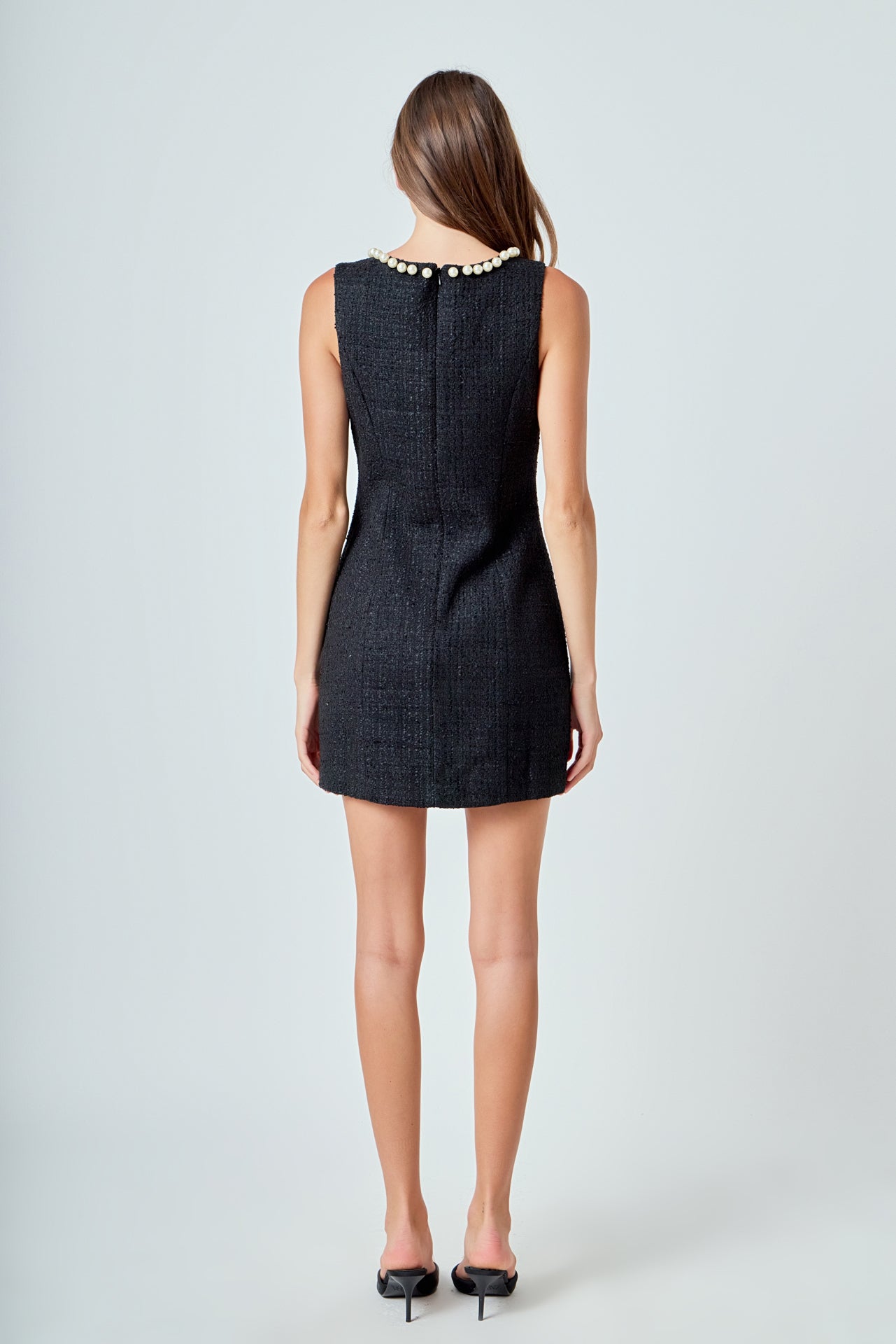 ENDLESS ROSE - Pearl Accented Cutout Mini Dress - DRESSES available at Objectrare