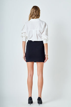 ENDLESS ROSE - Pearl Accented Cutout Mini Skirt - SKIRTS available at Objectrare