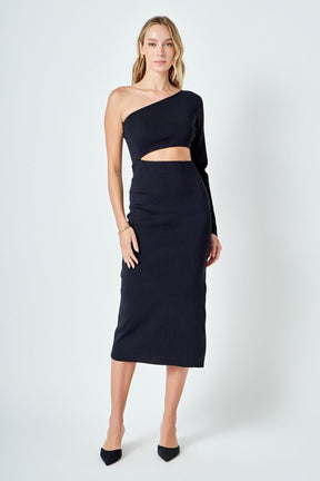 ENDLESS ROSE - Knit One Shoulder Midi Dress - DRESSES available at Objectrare
