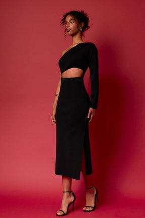 ENDLESS ROSE - Knit One Shoulder Midi Dress - DRESSES available at Objectrare