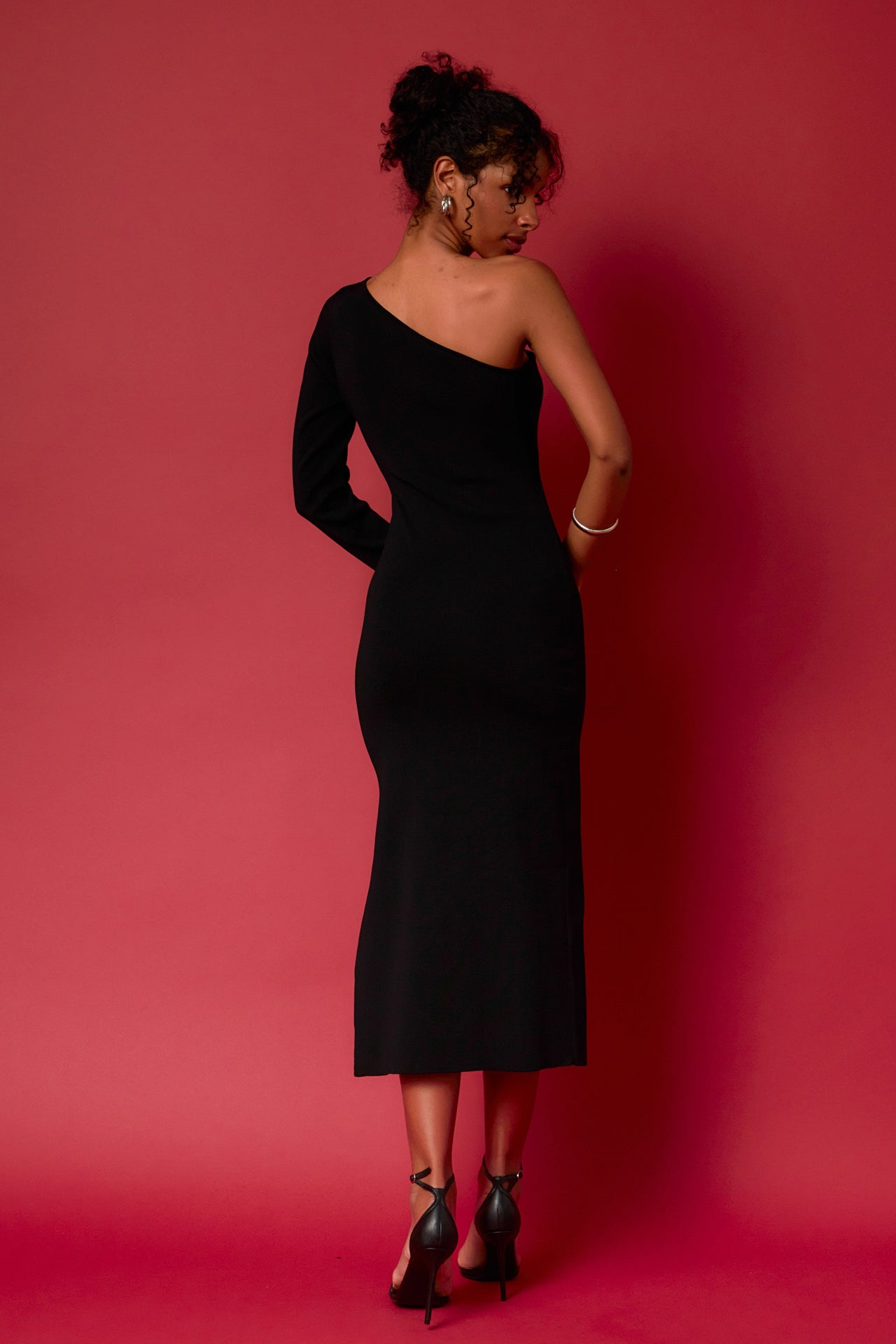 ENDLESS ROSE - Knit One Shoulder Midi Dress - DRESSES available at Objectrare