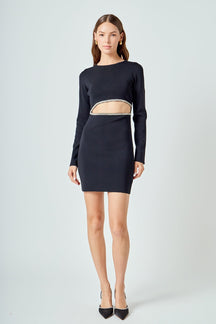 ENDLESS ROSE - Knit Cut Out Mini Dress - DRESSES available at Objectrare