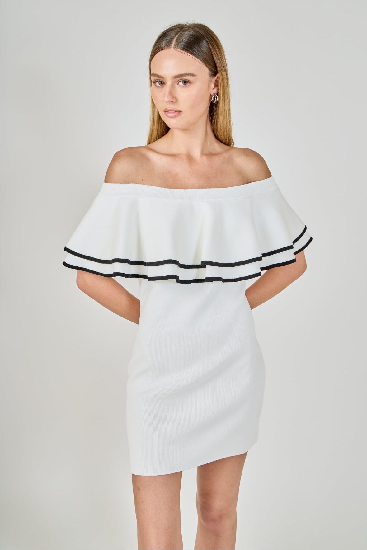 ENDLESS ROSE - Off Shoulder Ruffle Mini Dress - DRESSES available at Objectrare