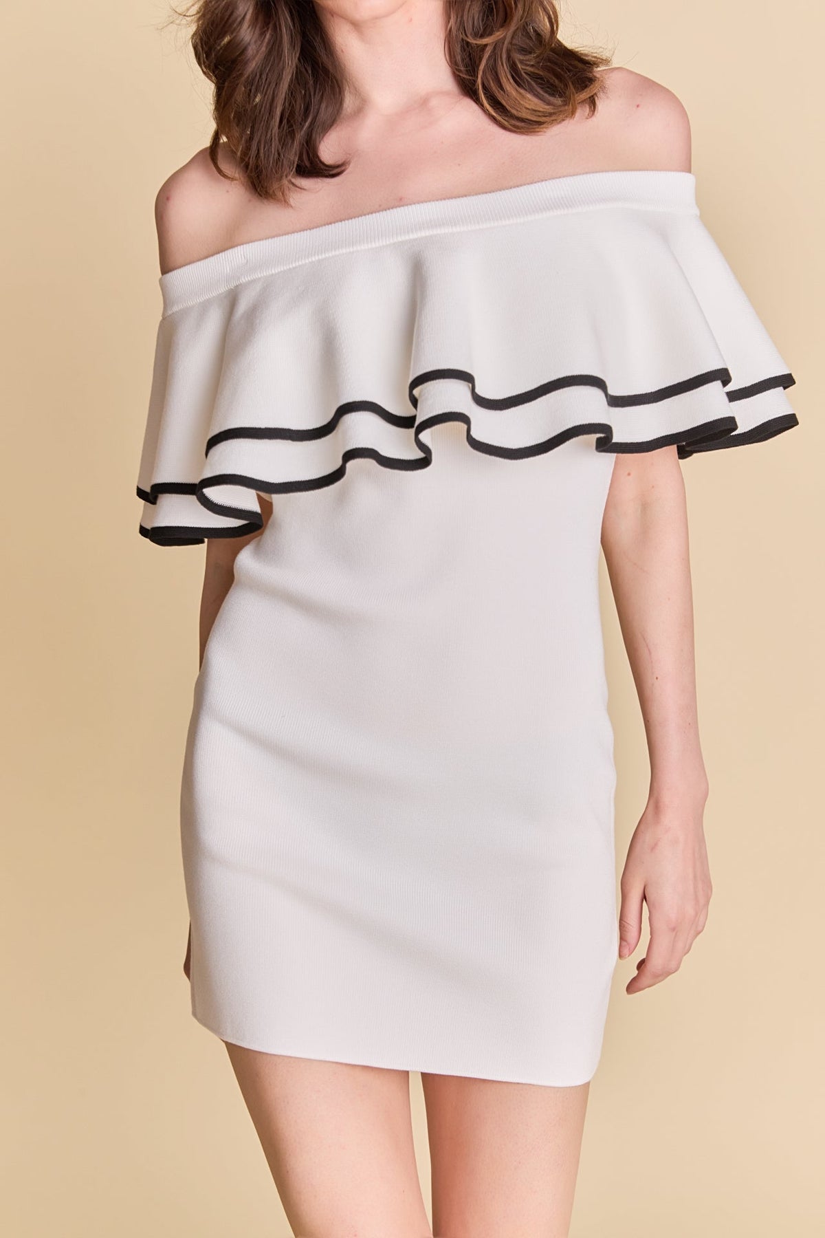 ENDLESS ROSE - Off Shoulder Ruffle Mini Dress - DRESSES available at Objectrare
