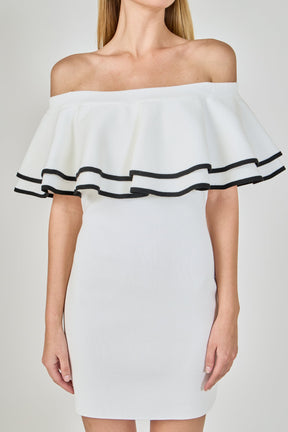 ENDLESS ROSE - Off Shoulder Ruffle Mini Dress - DRESSES available at Objectrare