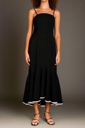 ENDLESS ROSE - Contrast Binding Flounce Maxi Dress - DRESSES available at Objectrare