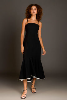 ENDLESS ROSE - Contrast Binding Flounce Maxi Dress - DRESSES available at Objectrare