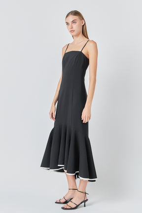 ENDLESS ROSE - Contrast Binding Flounce Maxi Dress - DRESSES available at Objectrare