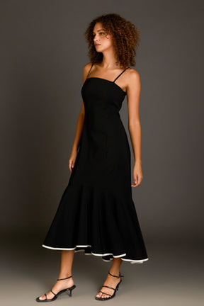 ENDLESS ROSE - Contrast Binding Flounce Maxi Dress - DRESSES available at Objectrare