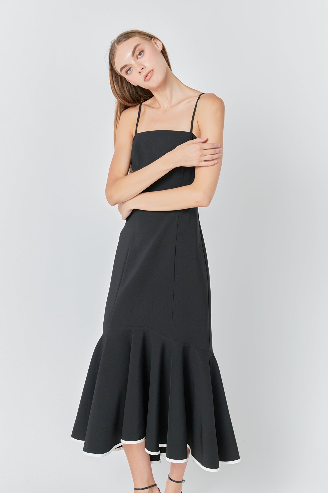 ENDLESS ROSE - Contrast Binding Flounce Maxi Dress - DRESSES available at Objectrare