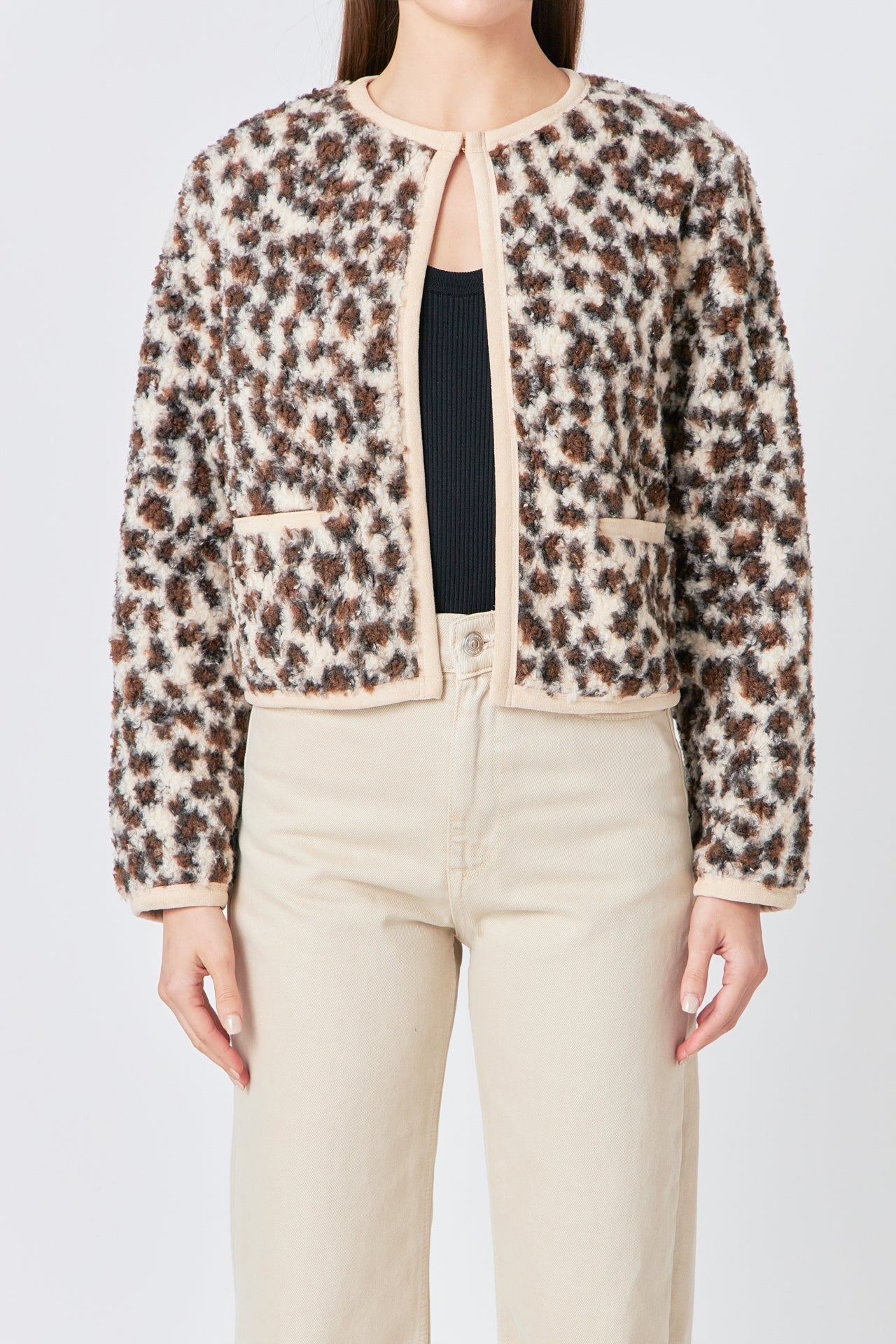 ENDLESS ROSE - Leopard Sherpa Jacket - JACKETS available at Objectrare