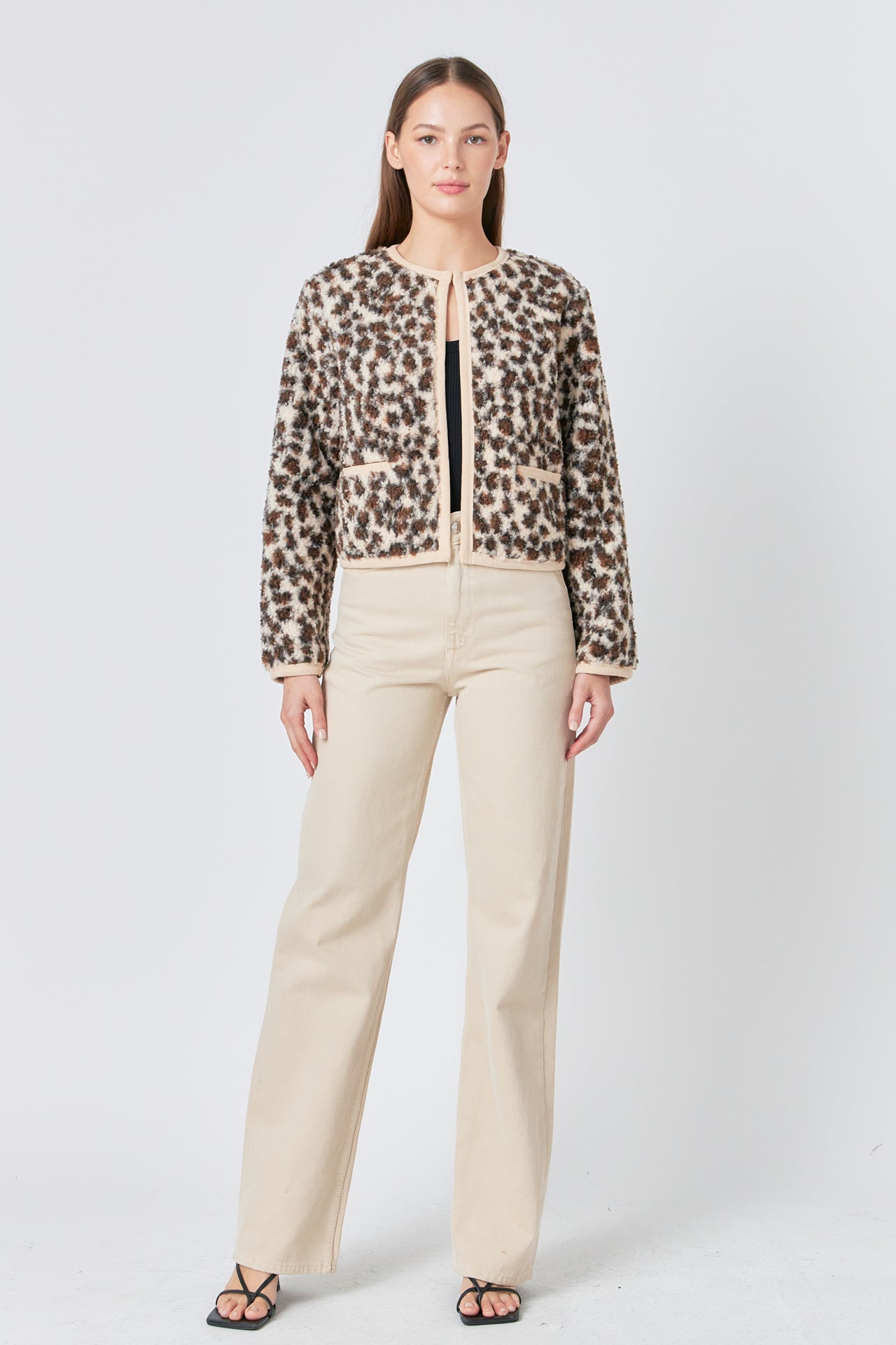 ENDLESS ROSE - Leopard Sherpa Jacket - JACKETS available at Objectrare