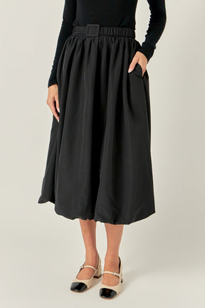 ENDLESS ROSE - Belted Blouson Midi Skirt - SKIRTS available at Objectrare