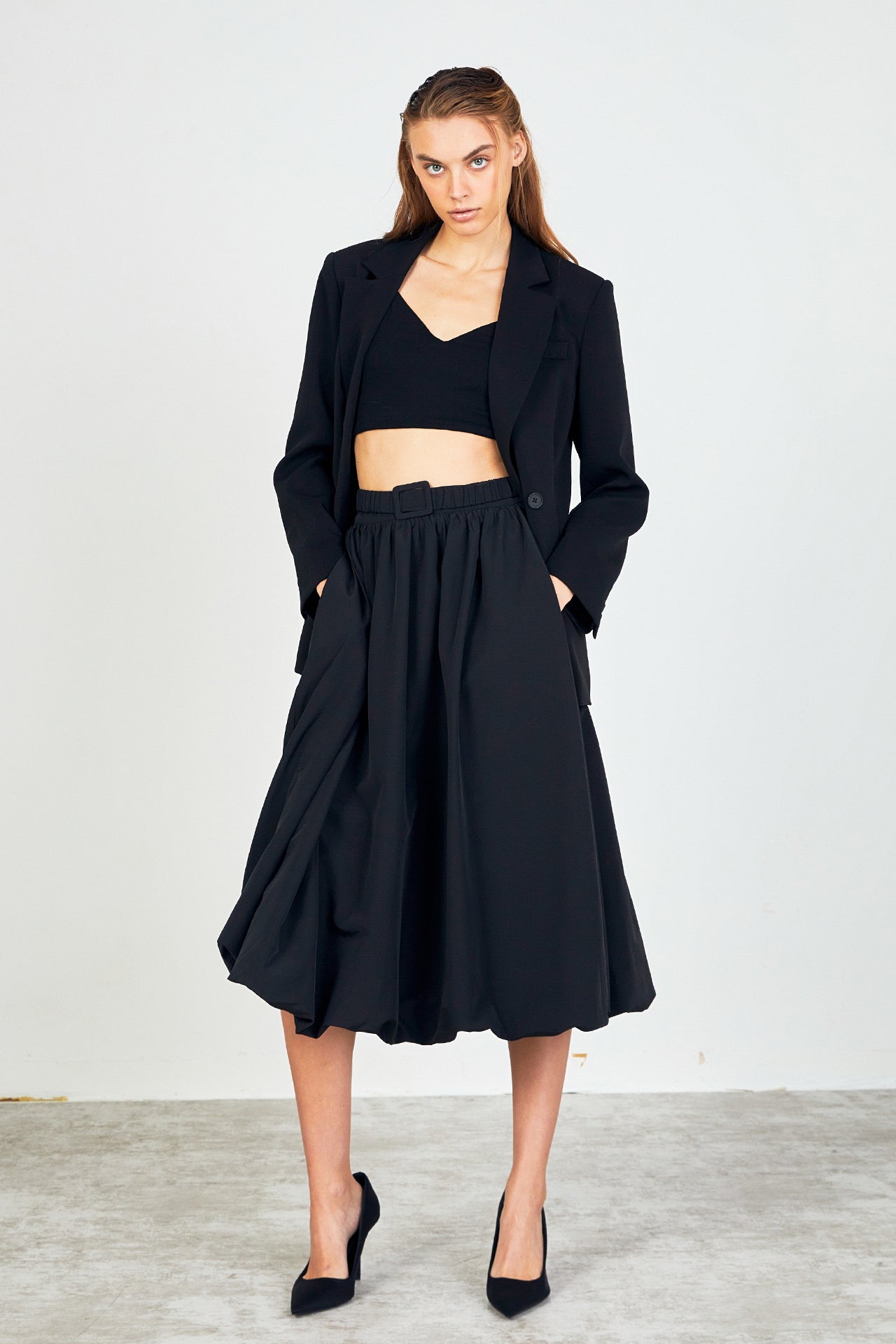 ENDLESS ROSE - Endless Rose - Belted Blouson Midi Skirt - SKIRTS available at Objectrare