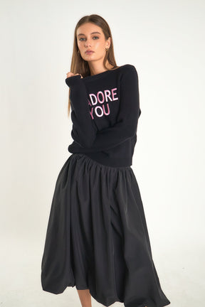 ENDLESS ROSE - Belted Blouson Midi Skirt - SKIRTS available at Objectrare
