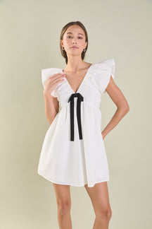 ENDLESS ROSE - Combo Bow Mini Dress - DRESSES available at Objectrare