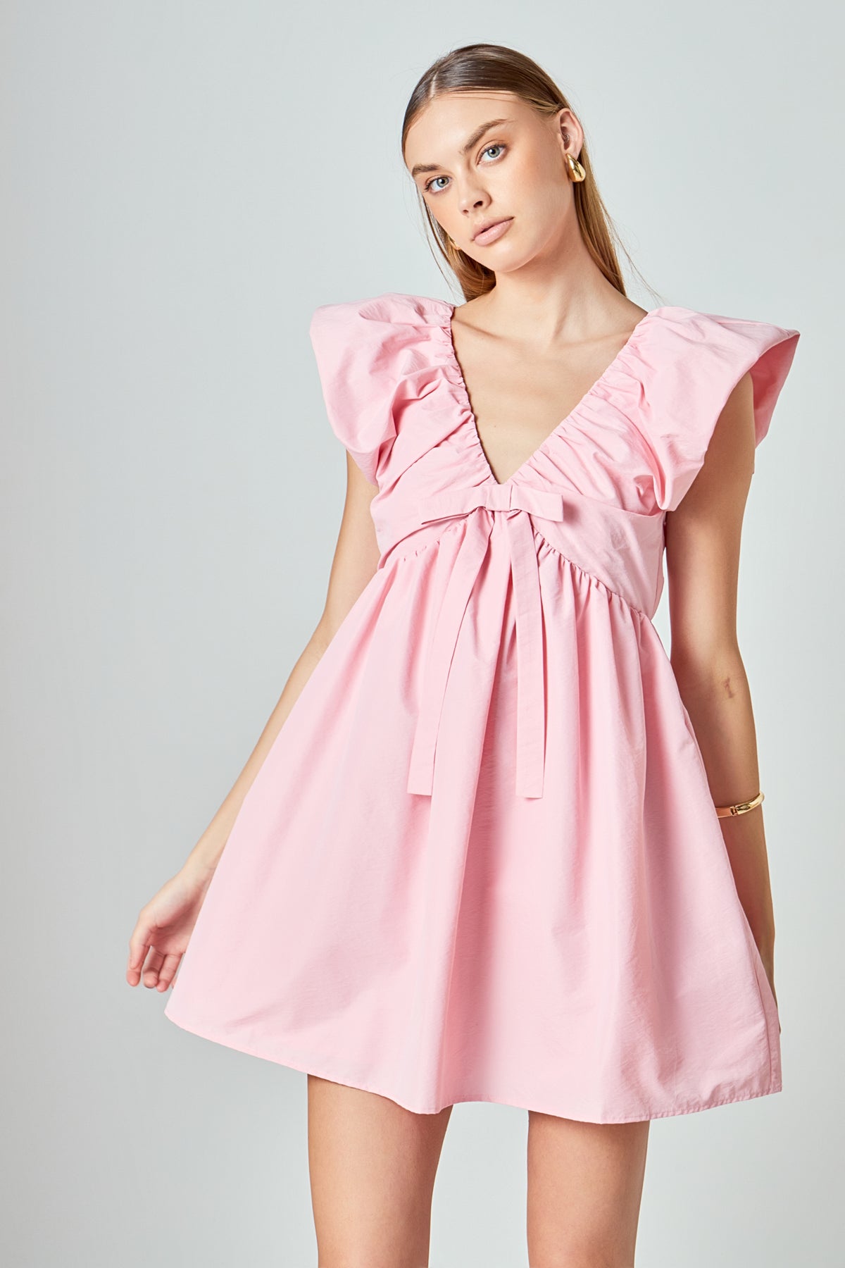 ENDLESS ROSE - Combo Bow Mini Dress - DRESSES available at Objectrare