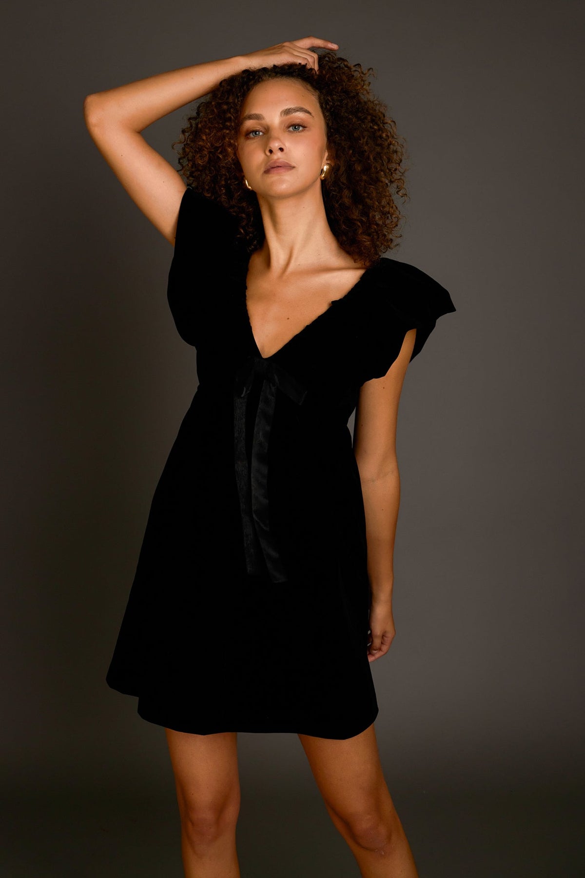 ENDLESS ROSE - Velvet Satin Bow Mini Dress - DRESSES available at Objectrare