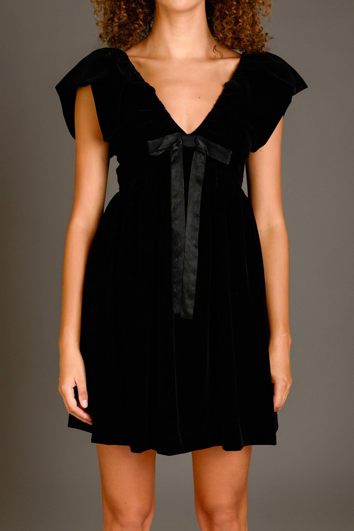 ENDLESS ROSE - Velvet Satin Bow Mini Dress - DRESSES available at Objectrare