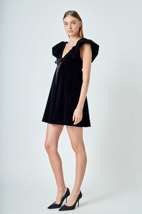 ENDLESS ROSE - Velvet Satin Bow Mini Dress - DRESSES available at Objectrare