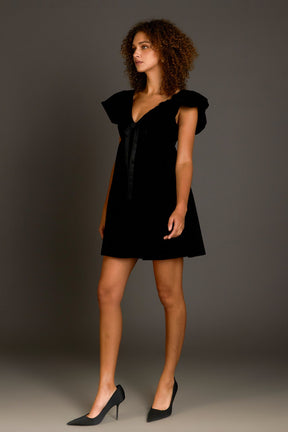 ENDLESS ROSE - Velvet Satin Bow Mini Dress - DRESSES available at Objectrare