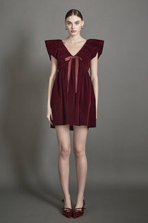 ENDLESS ROSE - Velvet Satin Bow Mini Dress - DRESSES available at Objectrare