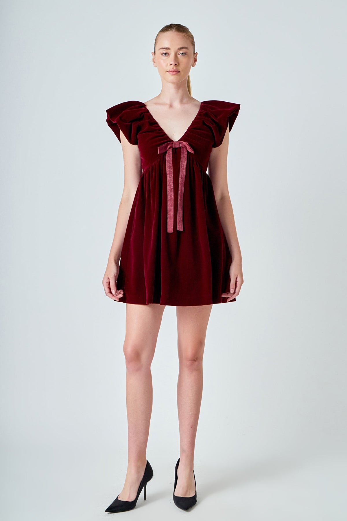 ENDLESS ROSE - Velvet Satin Bow Mini Dress - DRESSES available at Objectrare
