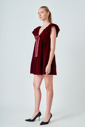 ENDLESS ROSE - Velvet Satin Bow Mini Dress - DRESSES available at Objectrare