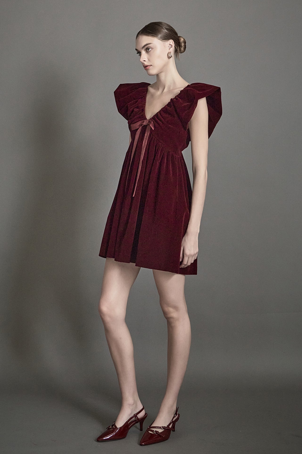 ENDLESS ROSE - Velvet Satin Bow Mini Dress - DRESSES available at Objectrare