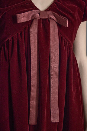 ENDLESS ROSE - Velvet Satin Bow Mini Dress - DRESSES available at Objectrare
