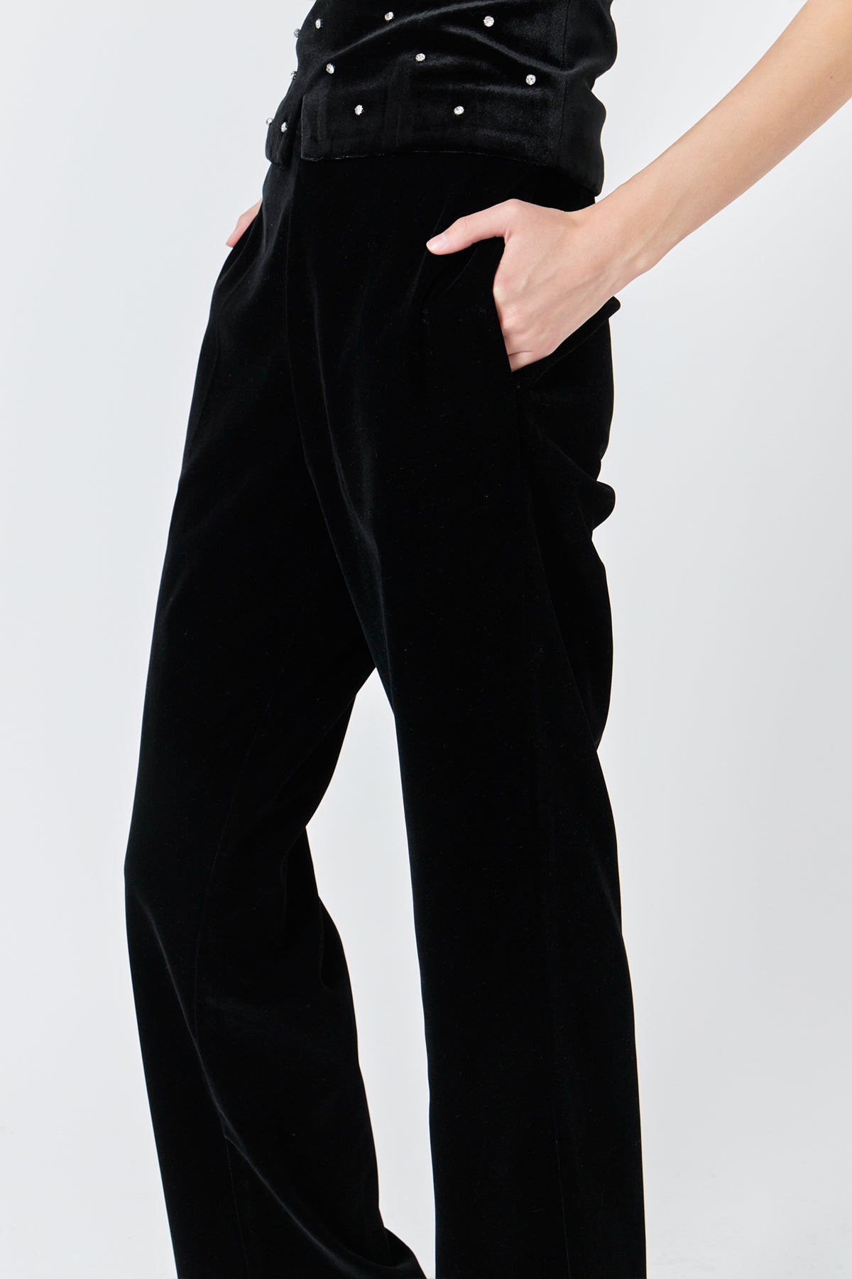 ENDLESS ROSE - Velvet High Waisted Trousers - PANTS available at Objectrare