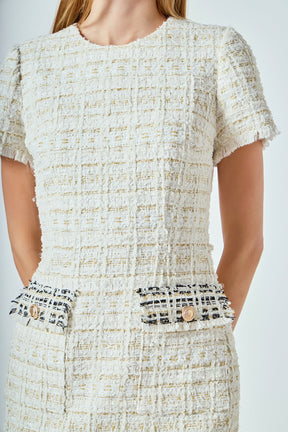 Tweed Fringed Mini Dress