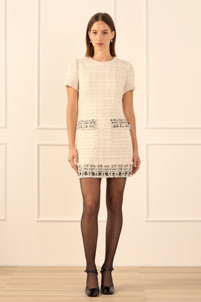 Tweed Fringed Mini Dress