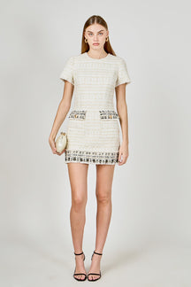 ENDLESS ROSE - Tweed Fringed Mini Dress - DRESSES available at Objectrare