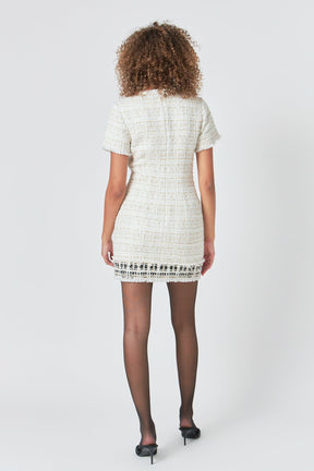 ENDLESS ROSE - Tweed Fringed Mini Dress - DRESSES available at Objectrare