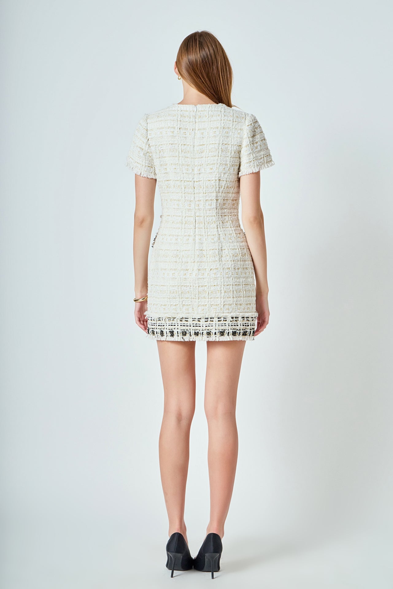 Tweed Fringed Mini Dress