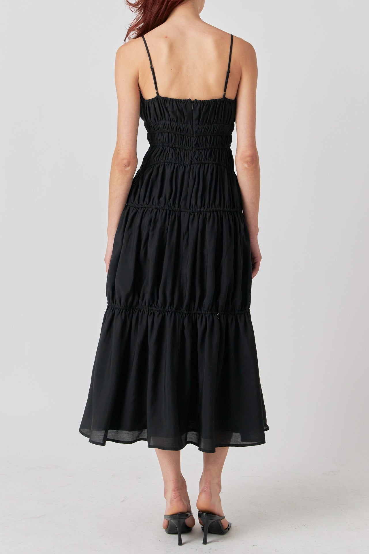 Cut Out Gathered Midi Dress