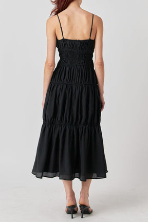Cut Out Gathered Midi Dress