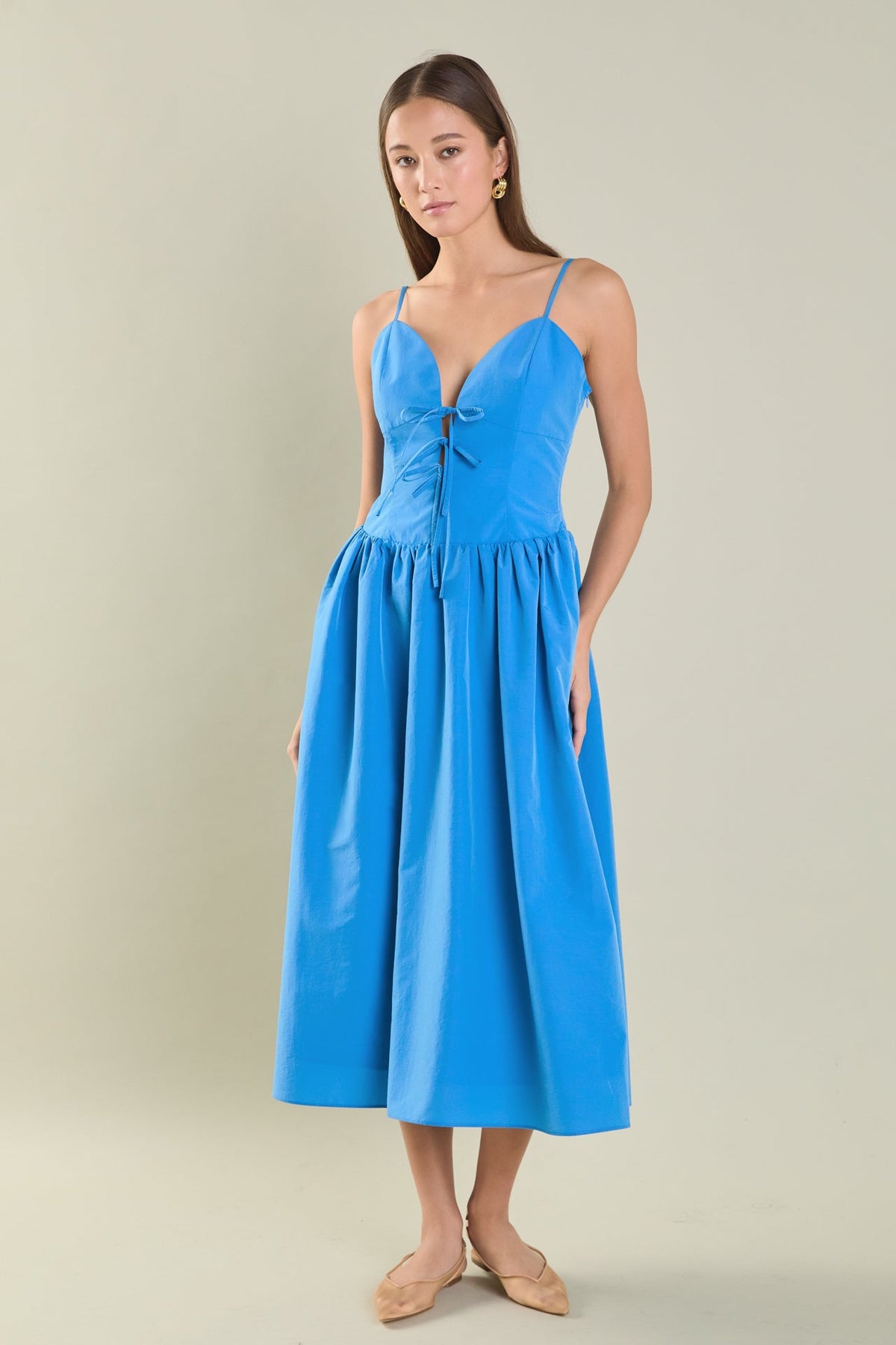 ENDLESS ROSE - Front Ties Midi Dress - DRESSES available at Objectrare