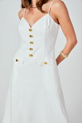 ENDLESS ROSE - Linen Buttoned Midi Dress - DRESSES available at Objectrare