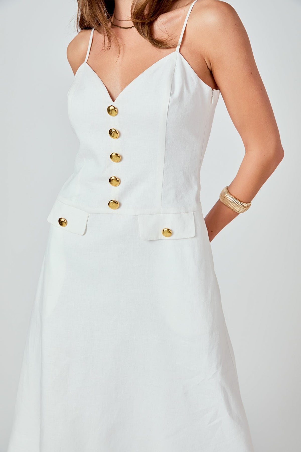 ENDLESS ROSE - Linen Buttoned Midi Dress - DRESSES available at Objectrare