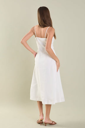 ENDLESS ROSE - Linen Buttoned Midi Dress - DRESSES available at Objectrare