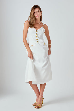 ENDLESS ROSE - Linen Buttoned Midi Dress - DRESSES available at Objectrare